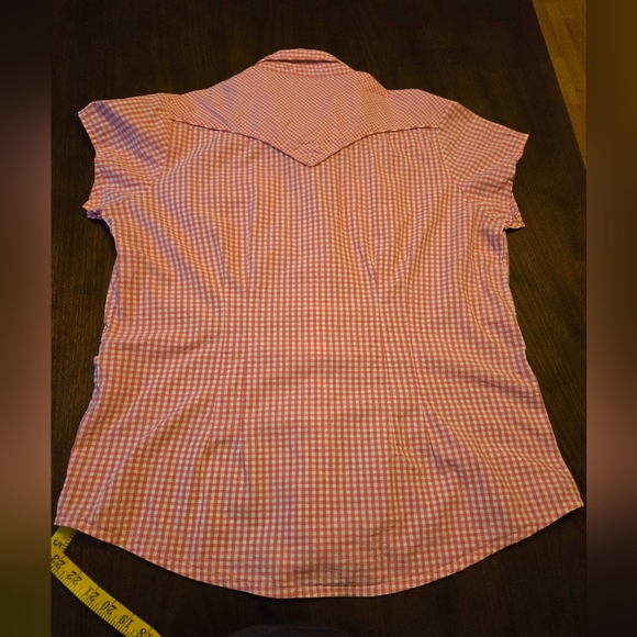Wrangler Pearl Snap Western‎ Shirt Pink And White Gingham Plaid Size XL - Picture 2 of 14